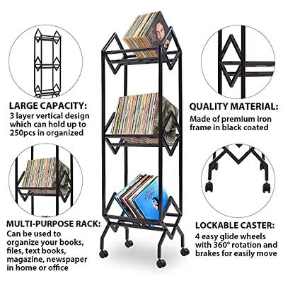 Newspaper Storage Stand 5-Tier Folding Stand Book Stand Display Shelf Black  NEW