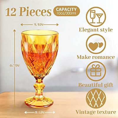 1 Piece 300ml 10oz Vintage Embossed Colored Goblet Wine Glasses Goblets  Stemware Glass Cup Table Decor