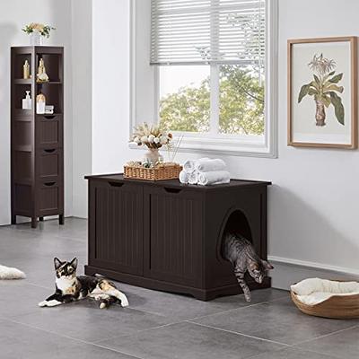  Yaheetech Cat Litter Box Enclosure, Hidden Cat Washroom with  Storage Shelf & Adjustable Inner Space, Pet Side Table Decorative Hidden Cat  Home Storage Cabinet Bench for Living Room : Pet Supplies