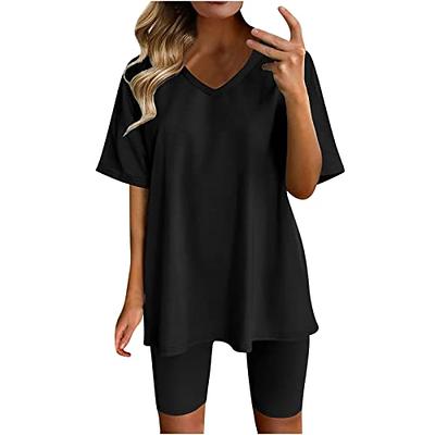 Black Oversized T Shirt And Cycle Shorts Lounge Set