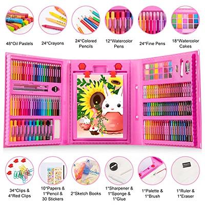 Art Supplies,208 Piece Drawing Painting Art Kit, Gifts for Kids Girls Boys  Teens, Art Set Case with Clipboard, Coloring Papers, Drawing Papers, Oil  Pastels, Crayons, Colored Pencils, Watercolor Cakes
