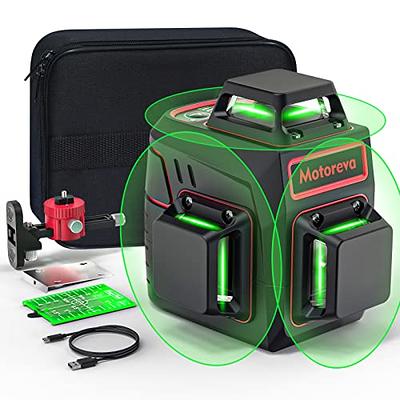 Huepar 3D Cross Line Self-leveling Laser Level 12 lines Green Beam Li-ion  Battery with Type-C Charging Port & Hard Carry Case