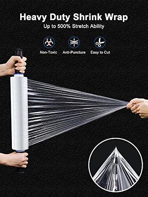 [4 Roll] 18 Inch x 1000 Feet Plastic Shrink Wrap - Clear Heavy Duty Stretch  Wraps, Adhering Film for Moving Packing Paper Storage Office Supplies