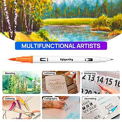  Eglyenlky 60 Coloring Pens for Adult Coloring Books, Dual Tip  Brush Pens, Felt Markers with Fine and Brush Watercolor Marker Set for Kid  Adult Artist Drawing Journaling Lettering Calligraphy 