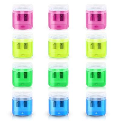 ForTomorrow Manual Pencil Sharpener Bulk - 24 Pack Small Colored Handheld  Dual Hole Pencil Sharpeners with Lid for Kids, School Classroom