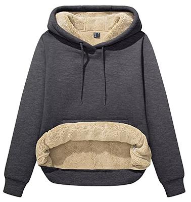 MAGCOMSEN Women's Fleece Lined Shirts with Hood Thick Warm Cotton Pullovers  Sherpa Fleece Hoodies Heavyweight Soft, Dark Grey, L - Yahoo Shopping