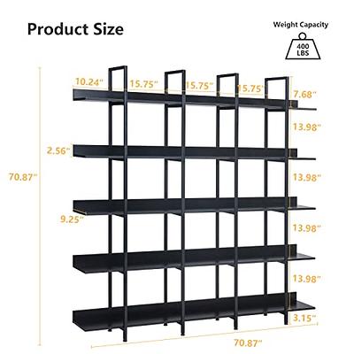 IDEALHOUSE Triple Wide 4 Tier Book Shelf, Tall Bookshelf with Open