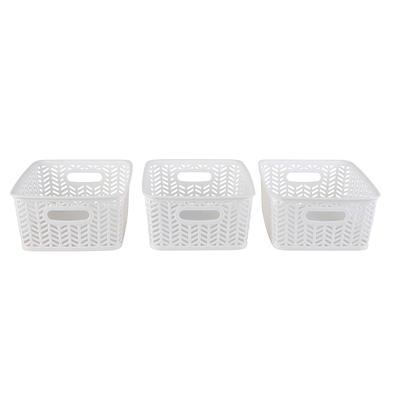 Simplify Small Herringbone Storage Bin White