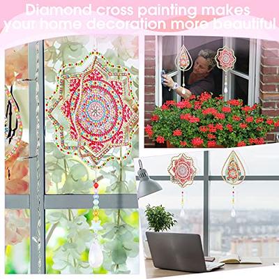 Lieonvis 3pcs Diamond Painting Suncatcher DIY Creative Diamond Wind Chime  Kit Hanging Diamond Painting Ornament Improve Fine Motor Skills Crystal