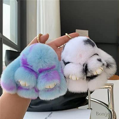 Faux Fur Fluffy Bunny Rabbit Keychain 