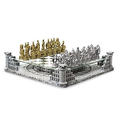 Romans vs Egyptians Chess Set with Glass Board - 3 3/4 Inch High