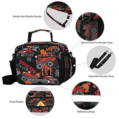 FlowFly Double Decker Cooler Insulated Lunch Bag Large Tote for Boys,  Girls, Men, Women, With Adjustable Strap (Truck)