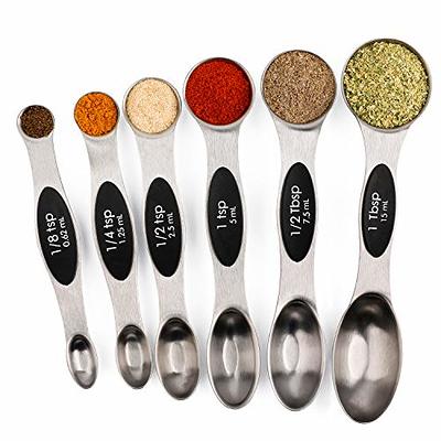 Magnetic Stainless Steel Measuring Spoons Set, 6 Metal Accurate Spoons for  Measuring Dry and Liquid Ingredients Teaspoon & Tablespoon for Home,  Kitchen, Baking, Cooking 