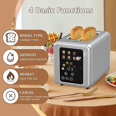 BELLA 4 Slice Toaster, Long Slot & Removable Crumb Tray, 7 Shading Options  with Auto Shut Off, Cancel & Reheat Button, Toast Bread & Bagel, White