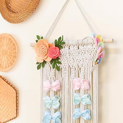  Mkono Macrame Hair Bow Holder Hanging Hair Clips Hanger  Headband Storage Organizer Fringe Boho Wall Decor Tassels Bow Organizer for  Baby Girls Room Ornament Gift,Ivory(Clips Not Included) : Home & Kitchen