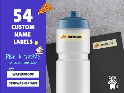  Custom Waterproof Dishwasher Safe Kid Name Labels for