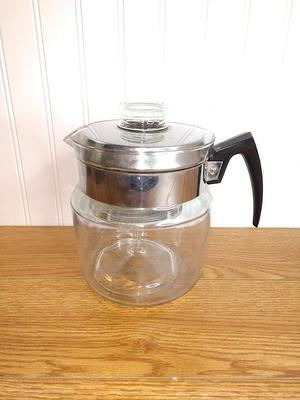 Vintage Pyrex Coffee Pot Glass Percolator Flameware 4 Cup 
