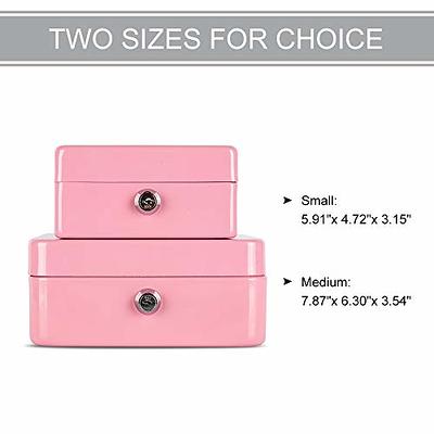 Cash Box With Money Tray,small Safe Lock Box With Key,cash Drawer,5.91x  4.72x 3.15 Red Small