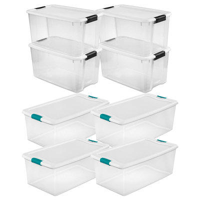 Sterilite 64 Quart Latching Storage Tote Box (6 Pack) + Medium