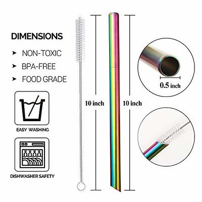 10.5 inches Long Rainbow Colored Reusable Tritan Plastic Replacement Straws