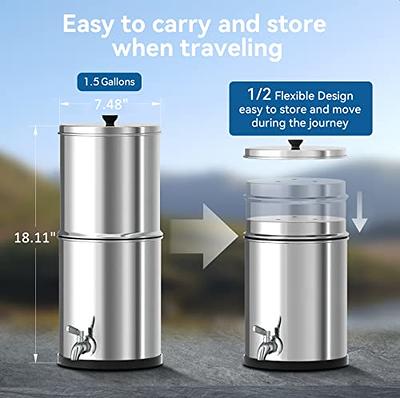 Purewell Gravity-Fed Water Filter System, Small Capacity 1.5 Gallon  Stainless Steel Countertop Filtration System with 2 Black Purification  Elements and Metal Spigot for Home and Outdoor Use - Yahoo Shopping
