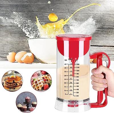 pancake batter dispenser with measuring label