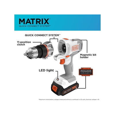 BLACK+DECKER 20V MAX* Matrix Cordless Drill Combo Kit, 2-Tool (BDCDMT120IA)