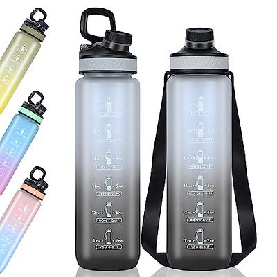 32 oz Motivational Water Bottle with Time Marker & Straw - BPA