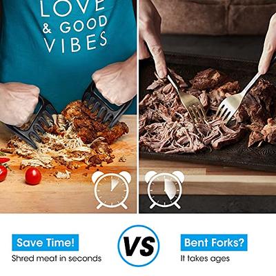 LOPE & NG Meat Handler Shredder Claws Set Of 2 - Wood Stainless Steel BBQ  Pulled Pork Paws For Shredding Handing Carving Food