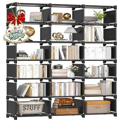 REIBII Bookshelf for Bedroom Book Shelf Organizer Bookcase Tall Book Case  12 Cube Storage Organizer Cube Shelf Grey Cubby Storage Organizer Shelves