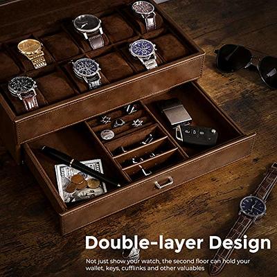 BEWISHOME Watch Box Organizer 20 Men Women Watch Case Display Storage  Holder Metal Hinge White PU Leather Glass Top Large Holder, White SSH04W :  Amazon.in: Watches