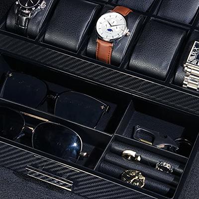 ProCase Lacquered Finish Wooden Men's Jewelry Box, Watch and Sunglasses Box  Organizer for Men, 2-Tier Watch Holder Display Cases with Clear Glass Top  and Storage Drawer -Espresso - Yahoo Shopping