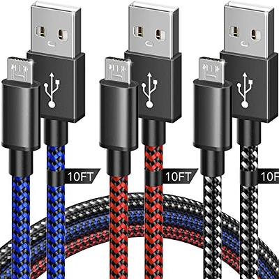 TALK WORKS Long Controller Charging Cable for Playstation 4-10-Foot Long  Braided Micro USB Cord Charger Cord for PS4 Controller - Blue-Black, 2 Pack