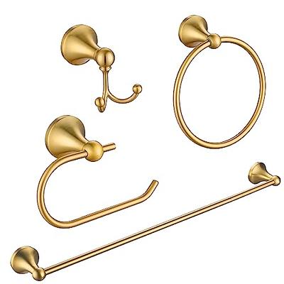 FROPO 4 Pcs Gold Bathroom Hardware Set - Brushed Brass Gold Bathroom  Accessories Kit, Stainless Steel Wall Mounted 23.6 Inch Towel Bar, Towel  Hook, Toilet Paper Holder