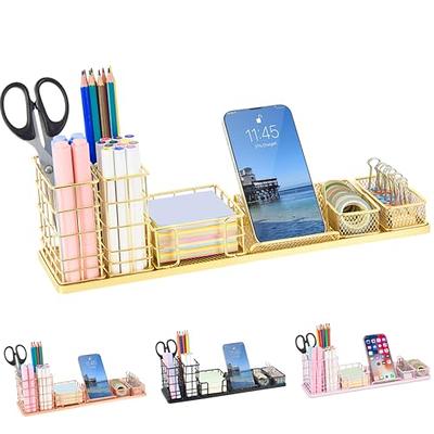 Acrylic Pen Holder 3 Compartments, Gold Pencil Organizer Cup For Countertop  Desk Accessory Storage 