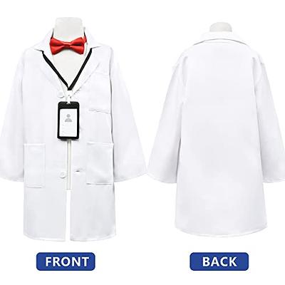 Kids Mad Scientist Costume with Eyeglass Frames Bow Tie Gloves Magnifying  Glasses 5Pc Kids Lab Coat Halloween Dress Up