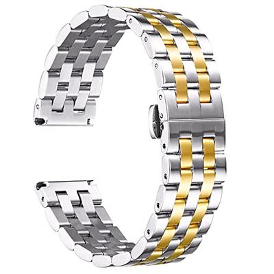  BINLUN Stainless Steel Watch Band Replacement Metal Watch  Straps for Men and Women with Curved and Straight End  18mm/19mm/20mm/21mm/22mm/24mm in Silver, Gold, Black, Rose Gold, Two Toned  : Clothing, Shoes 