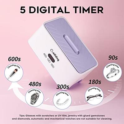 Ultrasonic Jewelry Cleaner 650ml, 45kHz Ultrasonic Cleaning Machine with Degas Mode, 59 Removable Power Cord & Digital Timer, Silver Jewelry