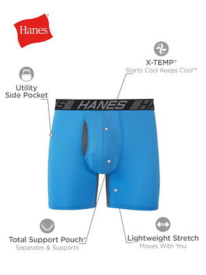 Hanes Boxer Brief 4-Pack Men X-Temp Total Support Pouch Underwear Sport  Workout