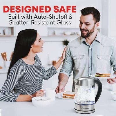 ChefGiant Cordless Electric Tea Kettle - 1.7L Hot Water Boiler Made of  Glass & Stainless Steel - Large Capacity Water Heater with Auto Shut-Off -  Yahoo Shopping