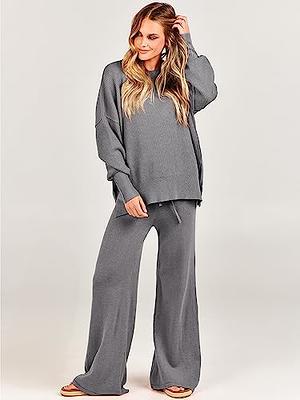 ANRABESS Women 2 Piece Outfits Sweatsuit Oversized Sweater Set & Wide Leg  Pants Fall Chunky Lounge Set 1063anhuahui-XL - Yahoo Shopping