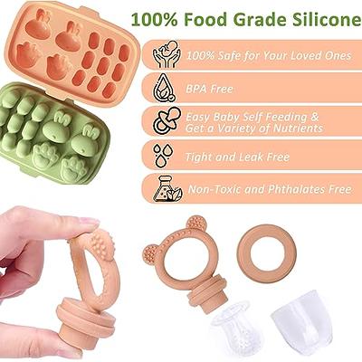 JEXFUN Silicone Baby Fruit Food Feeder Pacifier & Breastmilk Popsicle  Freezer Molds, Baby Food Storage Containers Breast Milk Ice Cubes for Baby