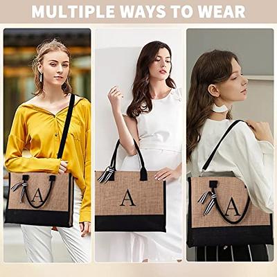 Aunool Teacher Tote Bags with Makeup Bag Personalized Bags for Women, Gifts for Friends Female Bridal Shower Gift Bridesmaid Gifts Women Birthday