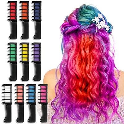 New Hair Chalk Comb Temporary DIY Hair Color for girls kids age 4 5 6 7 8 9  10 Washable Hair Chalk for Halloween, Christmas New Year Birthday Party