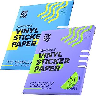 Koala Printable Vinyl Sticker Paper for Inkjet Printer - 50 Sheets Matte  White Vinyl Sticker Paper, Waterproof Sticker Paper 8.5x11 Inch, Work with