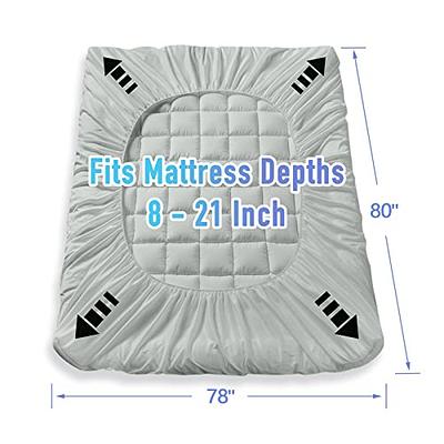 EASELAND Queen Size Mattress Pad Pillow Top Mattress Cover Quilted Fitted Mattress Protector Cotton Top Stretches Up 8-21 Deep Pocket Cooling