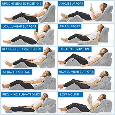 Flexicomfort Memory Foam Wedge Pillow for Sleeping with Adjustable Head  Support Cushion - Post Surgery Pillow - Folding Incline Cushion System for  Legs - Washable Cover