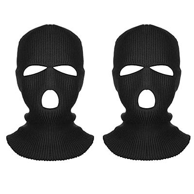 3-HOLE BEANIE KNIT SKI FACE MASK BLACK