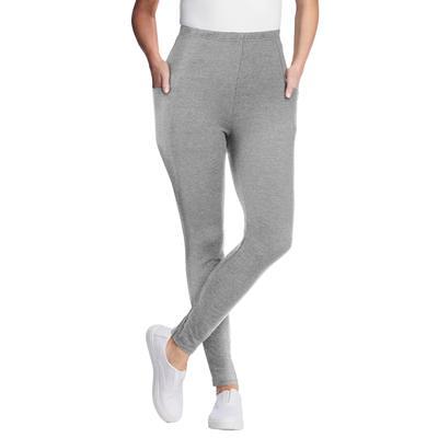 WOMAN WITHIN Stretch Cotton Leggings HEATHER GREY Size 5X 38/40 NEW