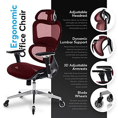 Ergonomic Office Chair, Comfortable High Back Mesh Computer Chair Rolling  Desk Chair - 4D Adjustable Armrest, Adjustable Headrest, Dynamic Lumbar